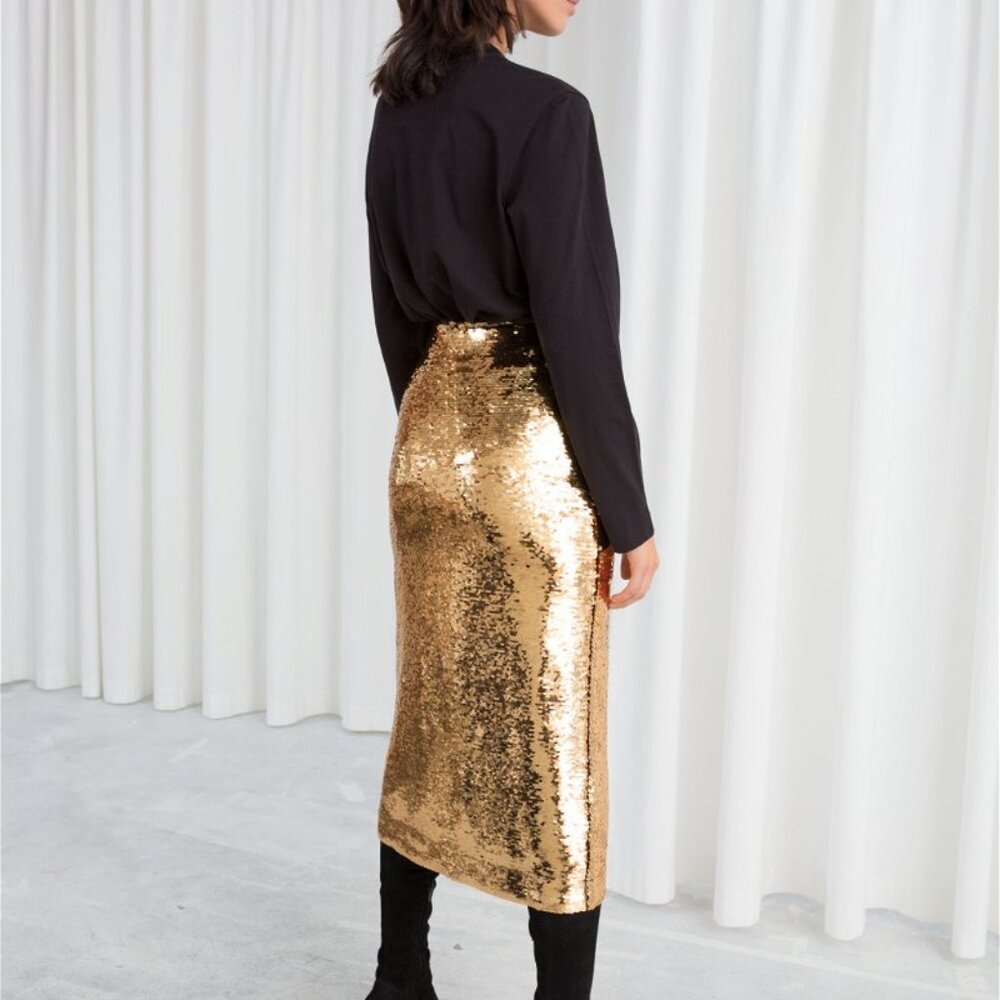 Gold sequined skirt from & Other Stories